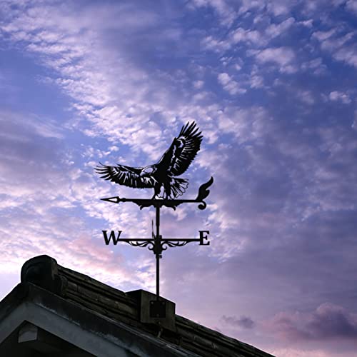 3D Animal Metal Weather Van, 24 X 14 Inch Large Wind Vane Weathervane, Wind Direction Indicator Decor For Shed Garden Yard Patio Roof Decorations (Eagle) #TOP2