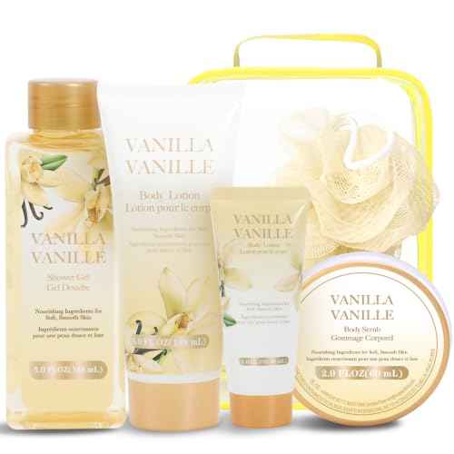 Image of 6PC Vanilla Bath Travel Bag Gift Sets for Women, Birthday Gifts for Her