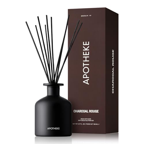 Apotheke Luxury Scented Reed Diffuser for Home, Charcoal Rouge -