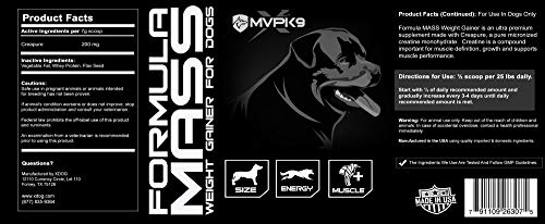 Mvp K9 Formula Mass Weight Gainer For Dogs - Helps Promote Healthy Weight Gain, Size And Muscle In Dogs - Great For Skinny, Underweight, Picky Eaters. All Breed Formula, Made In Usa (45 Servings) #TOP1