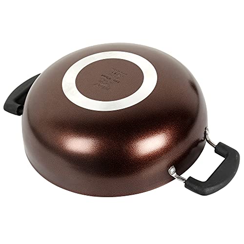 Image of Aluminium Nonstick Dual Coated Deep Kadai Without Lid PFOA Free for Oil Free Healthy Cooking with Food Grade Spatula - Black (Size 240 mm /2.6 mm Thick)
