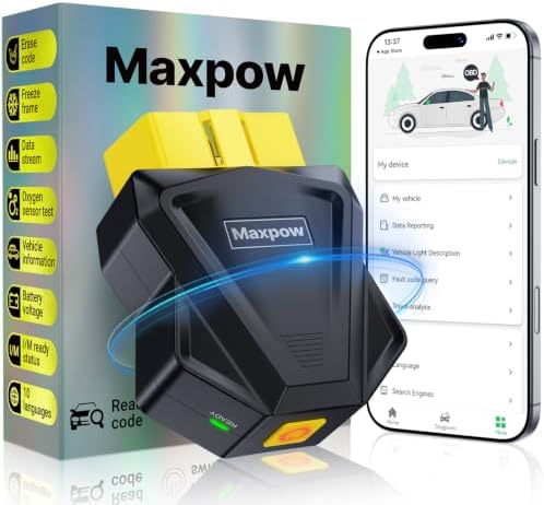 Maxpow OBD2 Diagnosegerät – obd2 auslesegerät with Live-Daten-Engine | OBD2 diagnosewerkzeuge Auto Diagnose Scanner Bluetooth 5.4 diagnosegerät Auto for iOS Android