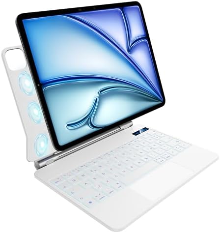 Inateck Magnetische Tastatur Hülle für iPad Air 11 Zoll M3/M2 ,Air 5/4,iPad Pro 11 Zoll ,3-Zonen 7 Farben Beleuchtung,Vollflächiges Touchpad,QWERTZ,KB09117