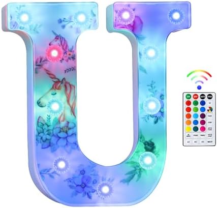 Tosakey Light Up Letters, LED Letter Lights Sign 18 Color Changing 26 Alphabet Sign Unicorn Gifts for Girls Women Birthday Christmas Lamp Bedroom Home Decoration-(K)