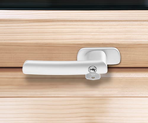 Original Roto Fenstergriff | Fenster Griff für Dachfenster der Baureihe R6 und R8 Holz | Abschließbar mit Schlüssel | Farbe Weiß