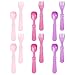 Re-Play Made in USA 12pk Toddler Feeding Utensils Spoon and Fork Set for Easy Baby, Toddler, Child Feeding - Bright Pink, Purple, Baby Pink (Princess) 6 Spoons/6 Forks