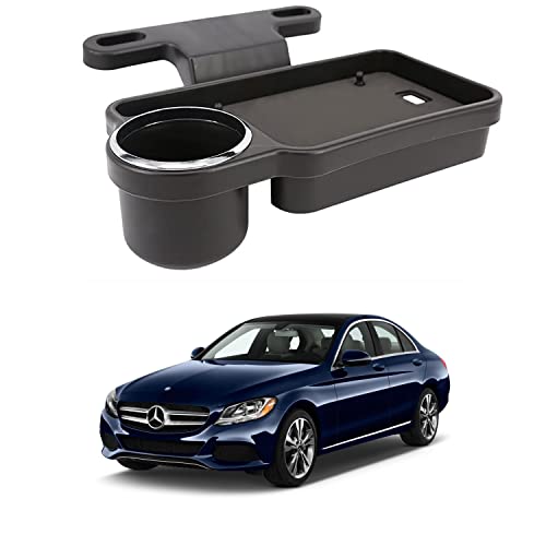 Image of Oshotto (FT-04) Foldable Car Auto Headrest Rear Back Seat Table Drink Food Cup Tray Holder Compatible with Mercedes Benz C-Class 2016-2026 - Black