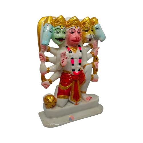 Image of Hanuman murti - Hanuman Idol for Home Decor & Office - Panchmukhi Hanuman - (22 cm) (White)