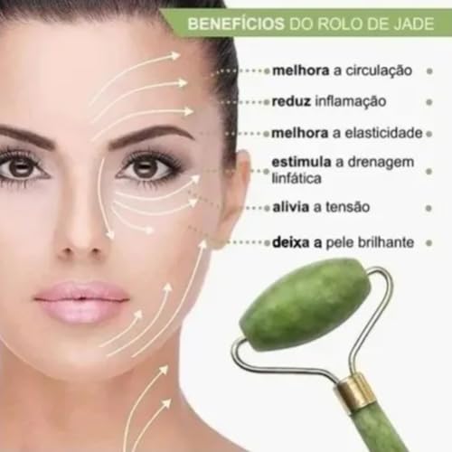 Escova Limpeza Facial 5 Em 1 e rolo massageador pedra jade kit skincare