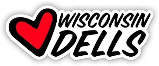 Squiddy Wisconsin Dells Heart - Vinyl Sticker Decal for Phone, Laptop, Water Bottle (3" Wide)