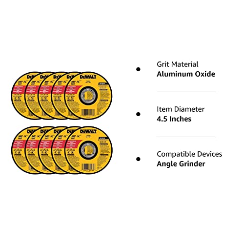 DeWalt DW8062 4-1/2\"x.045\"x7/8\" Metal Angle Grinder Thin Cutoff Wheel, 10 Pack - Thumbnail 4