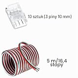 RUNCCI-YUN 5 m 22 AWG 3-stykowy przedłużacz kabla taśmy LED DC 12V-24V+ zestaw 10 sztuk 3-stykowego złącza taśmy LED 10mm dla SMD 3528 2835 5050 5630 taśmy LED oraz innego oświetlenia LED DC 12 V, 24