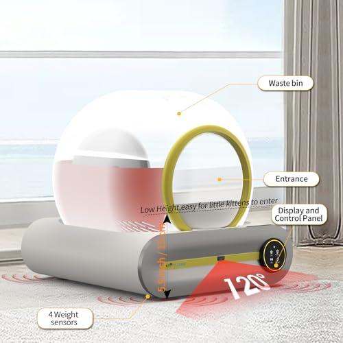 KittyClean Automatic Cat Litter Box, Self Cleaning Cat Litter Box with Odor-Elemination&Weight Monitoring Function, APP Control Anti-Pinch Little Cat Robot - Thumbnail 5