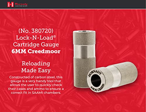 Hornady Lock-N-Load Cartridge Gauge 6MM Creedmoor (.243) 380720 - Reloading Supplies to Help Check Cases & Ammo Specifications-Caliber Specific, Cylindrical Precision Steel Gauges Fit SAAMI Tolerances