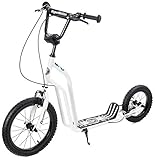 Perfekt für Kinder und Jugendliche: Scooter mit großen aufblasbaren Rädern vorne 16 Zoll ~ 40 cm, hinten 12,5 Zoll (~ 30 cm) und bis zu 50 kg Tragkraft, perfekt für Jung und Alt