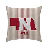 Proformance Home 18" x 18" Officially Licensed NCAA 18" x 18" Home State Poly Span Throw Pillow, Nebraska Cornhuskers
