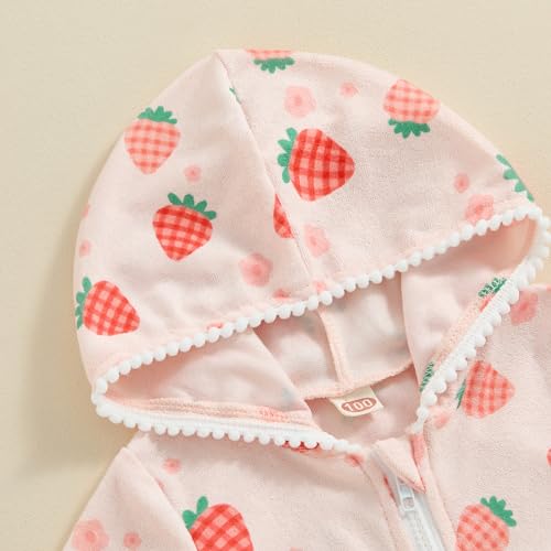 Generic Baby Girls Beach Cover Up Hooded Terry Swimsuit Coverup Toddler Zipper Towel Bathing Suit Bathrobe Pool4