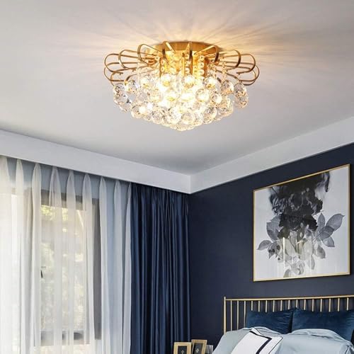 Lustre or et cristal pour salon moderne et ambiance romantique