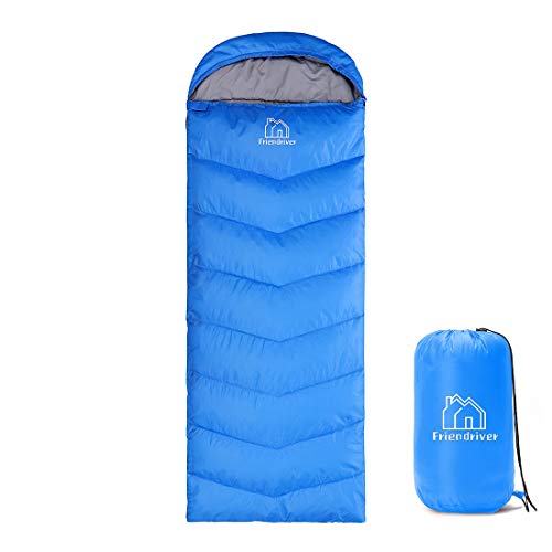 Friendriver XL Size Widened Upgraded Version of Camping Sleeping Bag 4 Seasons Warm and Cool, Lighter Weight, Adults and Children Can Use Waterproof Camping Bag, Travel and Outdoor Activities(Blue)