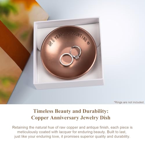 Urllinz 7 Year Anniversary Copper Gifts for Him Her - 7th Anniversary Jewelry Tray for Men Women Wife Husband Couple, Ring Holder Dish & Card & Gift Box, 4" by Urllinz - Used condition - Image 2