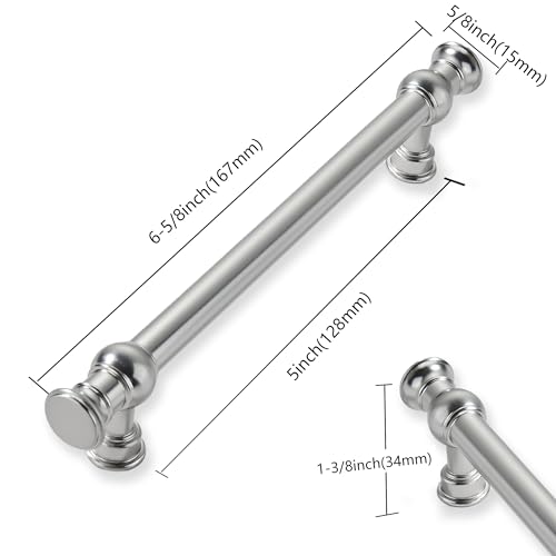 ZAUYX 10-Pack 5inch(128mm) Hole Center Brushed Satin Nickel Cabinet Pulls Solid Heavy Duty Kitchen Cabinet Hardware for Cupboard Drawer Pulls Cabinet Handle by ZAUYX - Used condition - Image 2