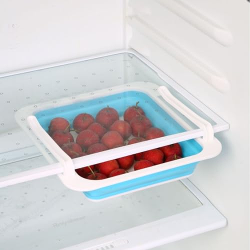 Image of Krevia Fridge Drawer Organizer | Folding Storage Boxes for Home Kitchen Food Refrigerator Shelf Holder | Space Saver Portable Storage Box For Food Refrigerator (Multicolor)