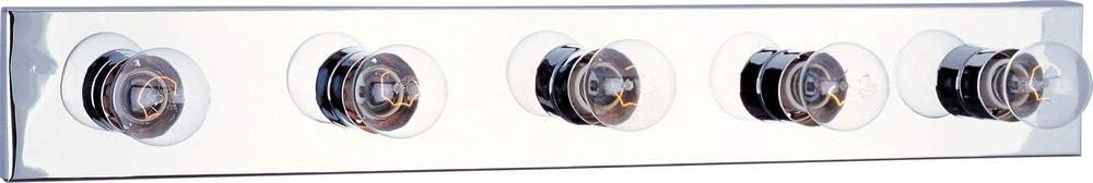Maxim Lighting Essentials 5-Light Bath Vanity Light | Polished Chrome Finish | Transitional Indoor Light Fixture | Ideal for Bathrooms & Powder Rooms | Dimmable Damp Rated | 4455PC