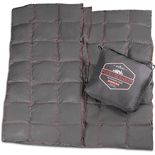 Roebury Puffy Camping Blanket Packable Vegan (Down Alternative) Compact Lightweight Xl Blankets For Outdoor Cold Weather Backpacking Hiking Travel Stadium - Water-Resistant (Lava Gray) #TOP4
