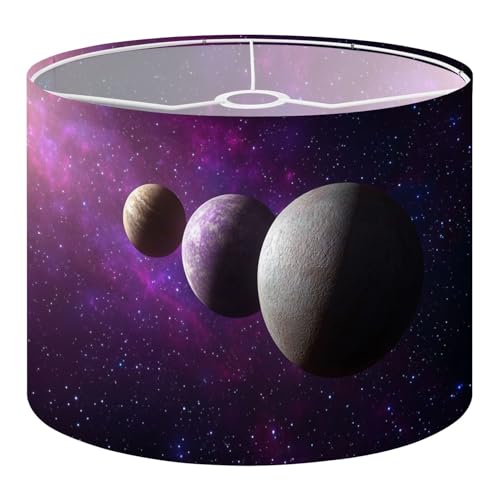 Drum Lamp Shade Solar System Four Planets Space Galaxy Planetary Alignment Realistic Lampshade 8.9"x11"x11" for Table Lamps Floor Lamps Pendant Light Replacement Linen Lamp Shade Assembly Required