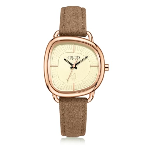Montre à quartz de luxe Valence avec bracelet en cuir vert délicat pour femme