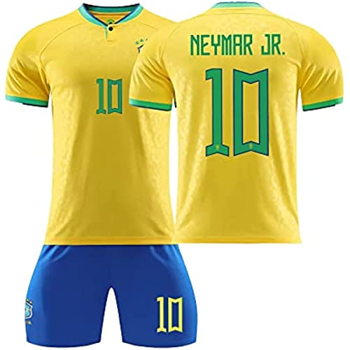 Camisa de futebol Brasil Home 2022/2023 Copa do Mundo #10 para crianças jovens, Adulto masculino, am