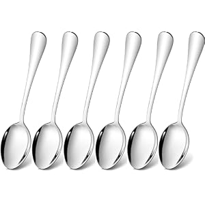 Soup Spoons,6 Pieces 20.5cm Stainless Steel Tablespoons and Dinner Spoons, Dessert Spoons,Sliverware Dishwasher Safe