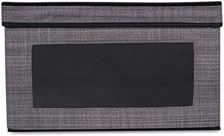 Internet's Best Storage Box with Window | Durable Storage Bin Basket Containers with Lids and Handles | Clothes Nursery Toys Organizer | Grey