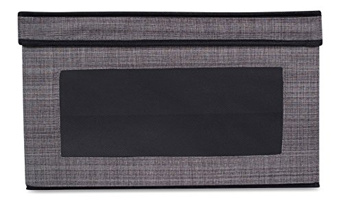 Internet's Best Storage Box With Window - Durable Storage Bin Basket Containers With Lids And Handles - Clothes Nursery Toys Organizer - Grey #TOP4