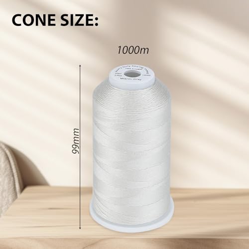 Image of Simthread Heavy Duty Blue Jeans Thread for Denim Sewing 1000 Meters Cone Warm Gray