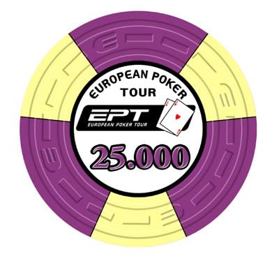 Ceramic EPT European Poker Tour Replica of Season 1, Value 25000, Blister Pack of 25 Chips 10 g, Purple