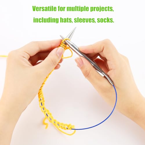 Image of OYEUYID 16 Inch Circular Knitting Needles Ergonomic Metal Needle Set (Orange, 16 inch-Size 9)