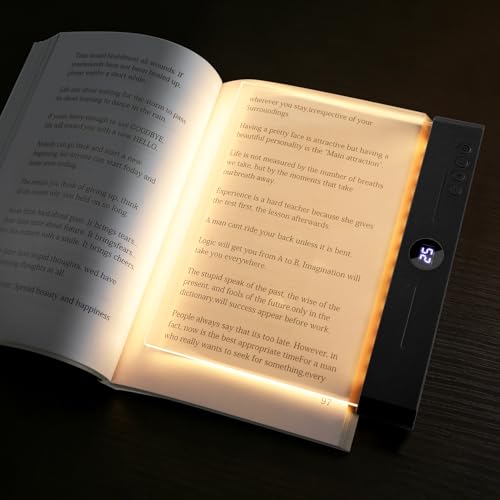 Flat Book Light, Rechargeable Clear LED Smart Reading Light with