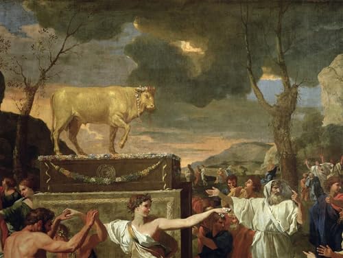 L'Adorazione del vitello d'oro prima di Nicolas óleo sobre lienzo