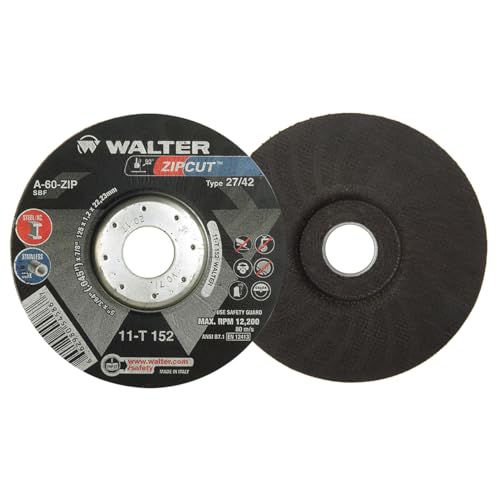 Walter ZIP WHEEL High Performance Cut-Off Wheels, Aluminum Oxide Grit 60, 5x3/64x7/8, 25 pack for Angle Grinder, Cast Iron, Sheet Metal, Stainless Steel, Steel