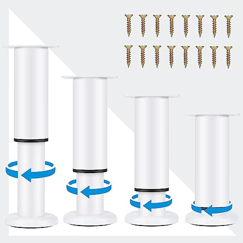 KONIGEEHRE (Upgraded Metal Adjustable Furniture Legs 4.7-7 inch, Heavy Duty Cabinet Legs Extension for Couch/Bed/Desk/Sofa/Table/Chair/Dresser, Replacement Legs for Furniture Set of 4 â€“White