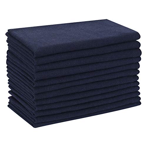 Hausattire Cloth Napkins Set Of 12 (18X18 Inches) Navy - Cotton Reusable Dinner Napkins - Durable And Perfect For Everyday Use #TOP3