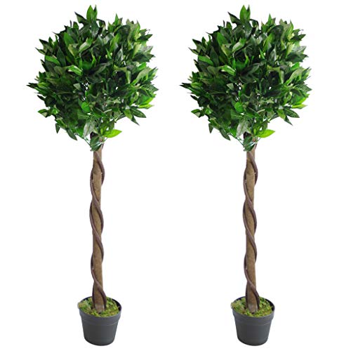 Leaf LEAF-7089-PAIR- Paire de lauriers artificiels à Tige torsadée - Vert - 120 cm