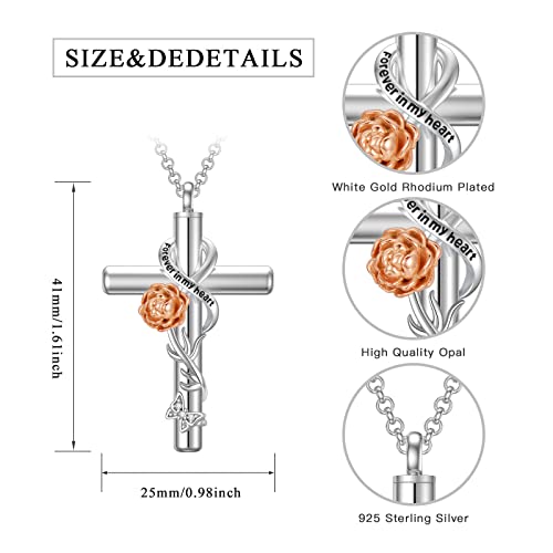 Cross Urn Necklaces for Ashes Sterling Silve 12 Month Birth Flower Cremation Jewelry for Ashes Urn Pendant Keepsake Memorial Pendant Necklace for Ashes for Human Women Pet2