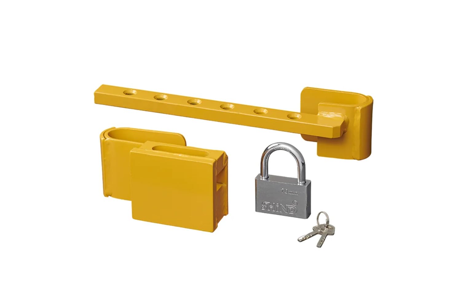 ProPlus 381341V01 Container Diebstahlsicherung Signalgelb Baucontainer-Schloss einstellbar von 23-42 cm, für LKW, Frachtcontainer und Überseecontainer Containerschloss inkl. 2 Schlüssel | Gehärteter Stahl in Signalgelb mit 4 Schlüsseln. Sichert LKW-Anhäng