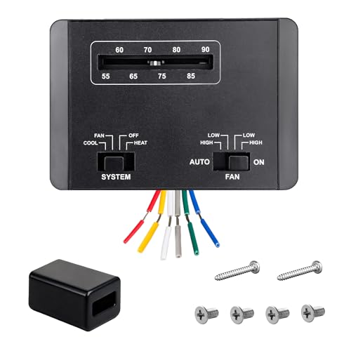 7330F3852 RV Air Conditioner Thermostat Compatible with Coleman Mach Series, Single-Stage Heating/Cooling Control,12V DC (Black)