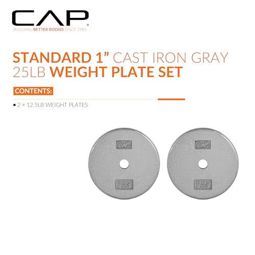Image of CAP Barbell Standard 1-Inch Cast Iron Weight Plates - Singles & Sets | 1.25-50 lbs | Multiple Options
