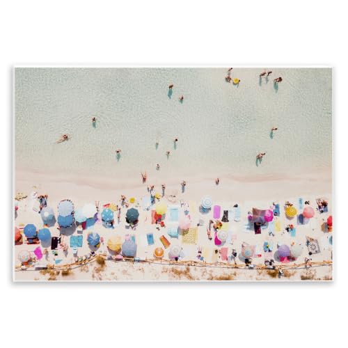 Aerial Beach View Swimming, 10 x 15 Inch Mounted Print on Wall Plaque