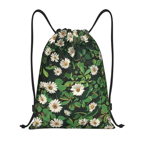 Drawstring Bag Lightweight Small Gym Bag for Women Daisies on the Ground Soccer Backpack for Sports Travel