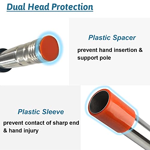 Upgraded Mop Handle 30-72 Inch Stainless Steel With Foam Wrap Grip, Adjustable 5 Sections Broom Handle, Universal Replacement Mop Handle For O-Cedar Mop/Broom/Sweep/Cleaning Heads, Orange-Double Elite #TOP3